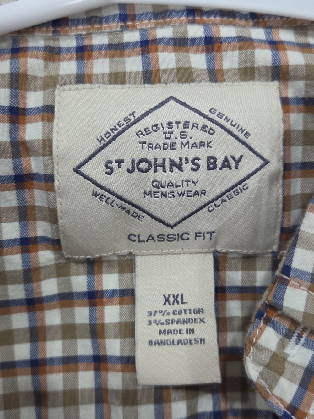St. John's Bay Men's Classic Fit Plaid Shirt - Blue, Brown & Cream